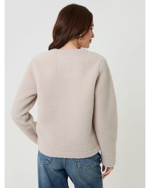 Threadbare Natural Cream Button Up Borg Jacket