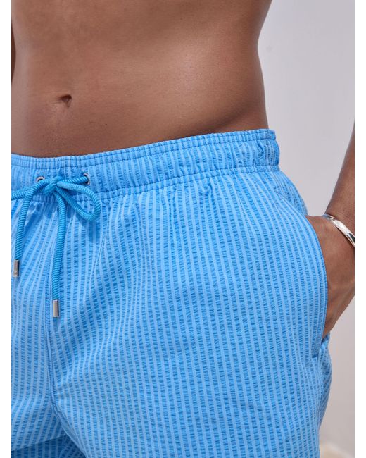 Next Blue Seersucker Swim Shorts for men