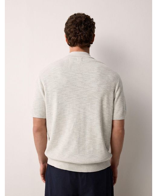 Next Natural Regular Fit Cotton Rich Short Sleeve Knit Polo Shirt With Linen for men