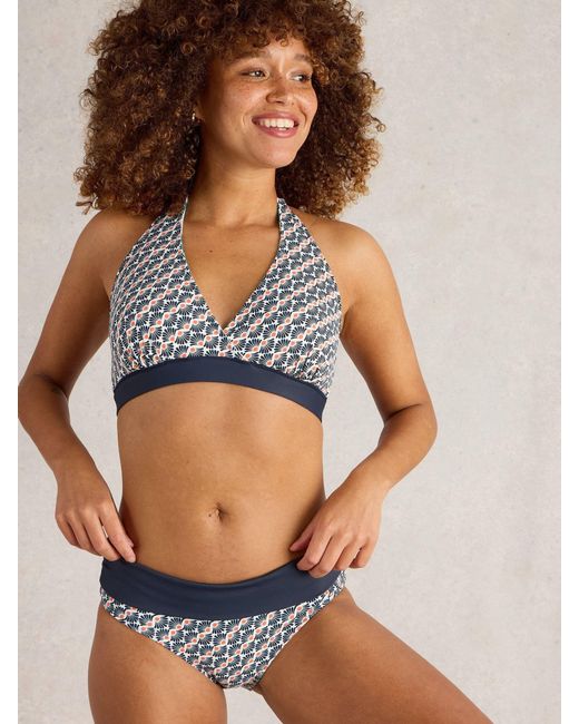 White Stuff Blue Reversible Fold Down Bikini Bottoms
