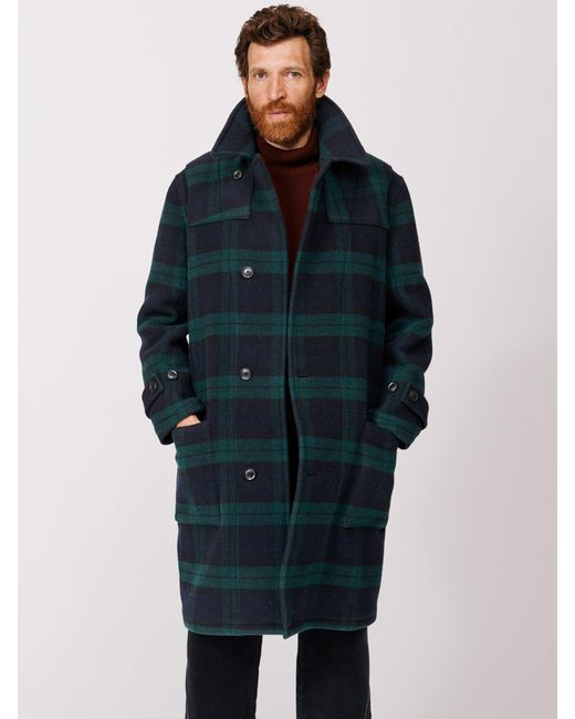 aubi Blue Holmfirth Overcoat for men