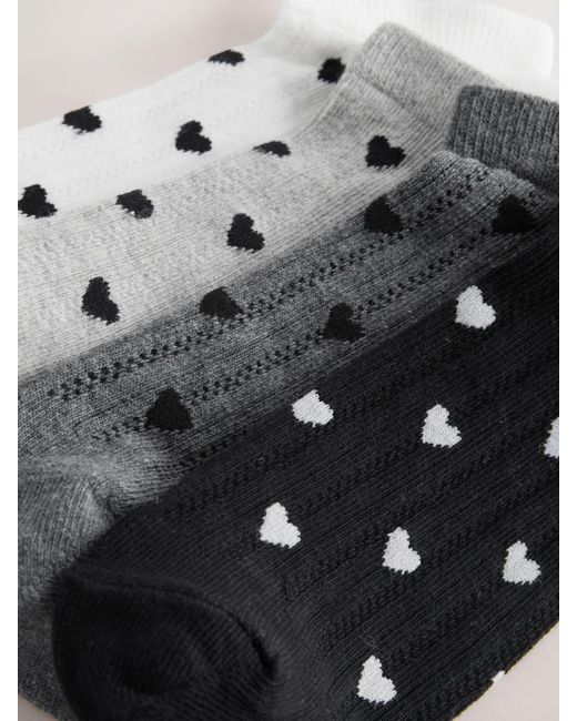 Next Gray Textured Heart Pattern Trainer Socks 4 Pack