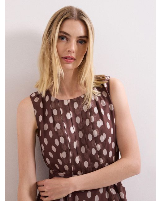 Phase Eight Lucinda Spot Dress in Brown | Lyst