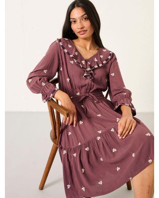 FatFace Purple Fatface Orla Embroidered Dress