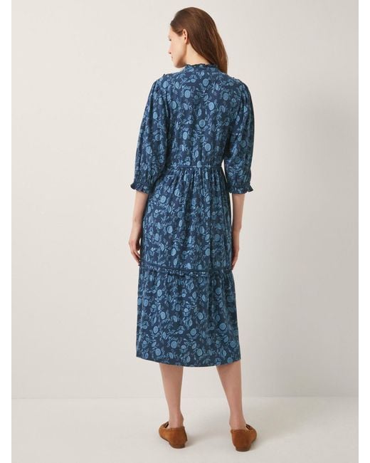 Monsoon Blue Sofia Floral Print Jersey Midi Dress