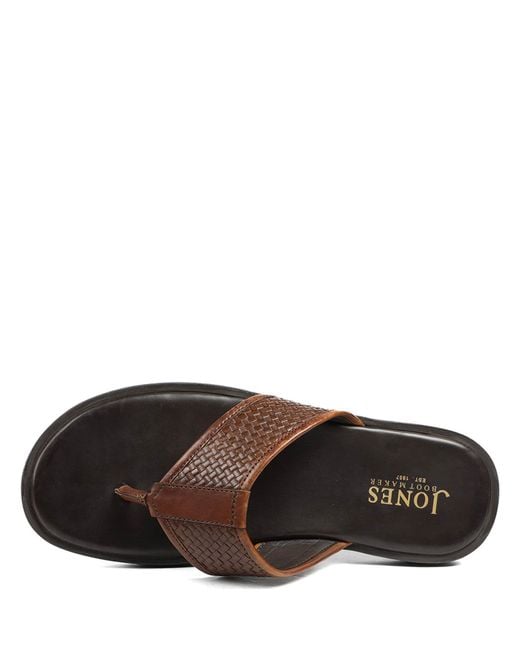 Jones Bootmaker Black Jones Bootmaker Wallgate Premium Leather Toe Post Sandals for men
