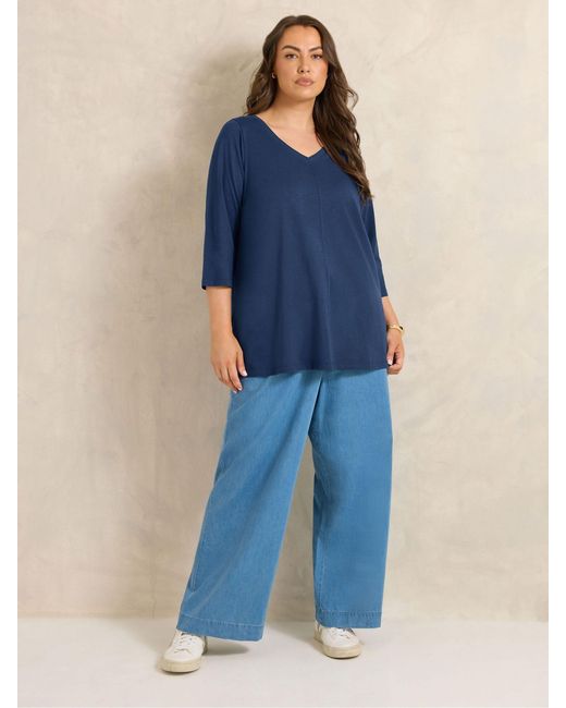 Evans Blue V-Neck Cotton Top