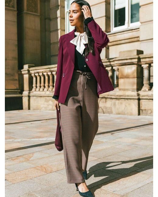 Roman Natural Petite Houndstooth Trousers