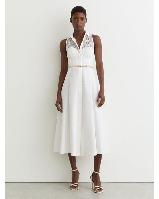 reiss ivory dress Reiss High-Neck Drape Back Dress in Ivory