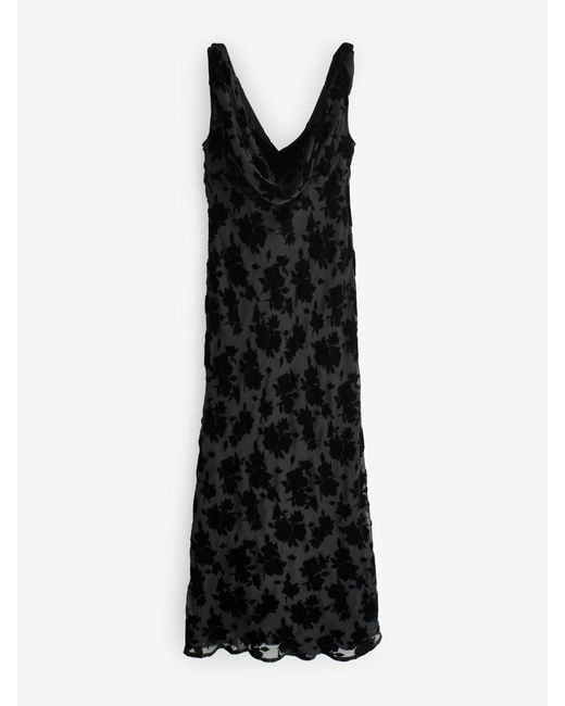 French Connection Black Kara Burnout Twisted Midi Dress