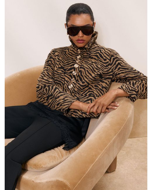 Lipsy Natural Animal Print Collared Jacket