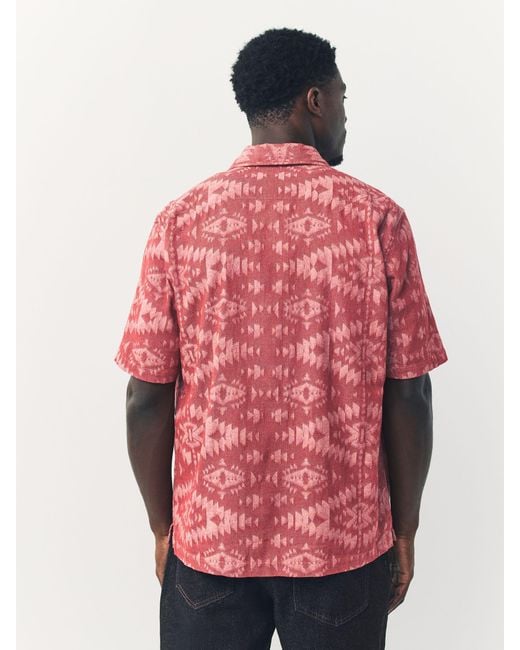 Next Pink Geometric Textured Short Sleeve Shirt for men