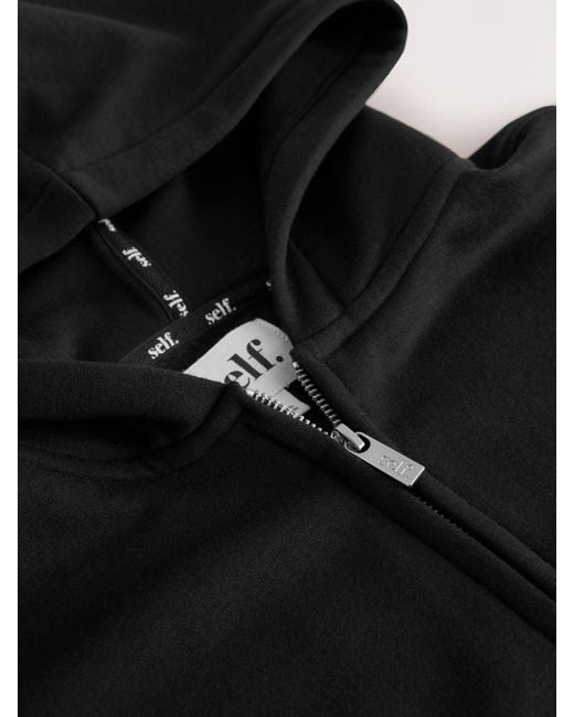 Self Black Hooded Zip Up Jacket