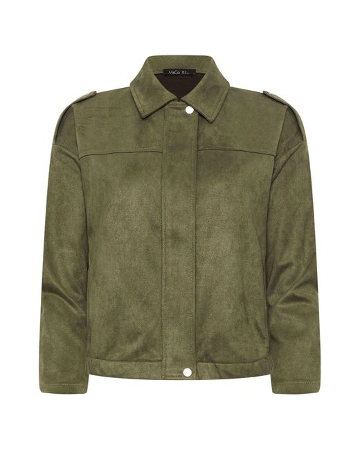 M Com Green Petite Suede Bomber Jacket