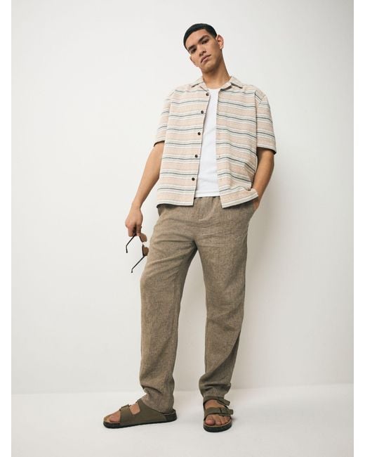 Next Natural 100% Cotton Textured Stripe Short Sleeve Shirt for men