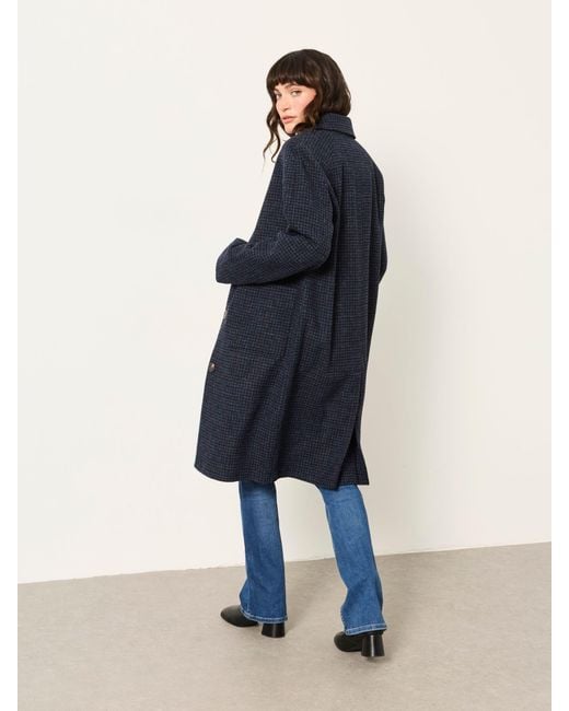 FatFace Blue Fatface Moons Long Wool Coat for men