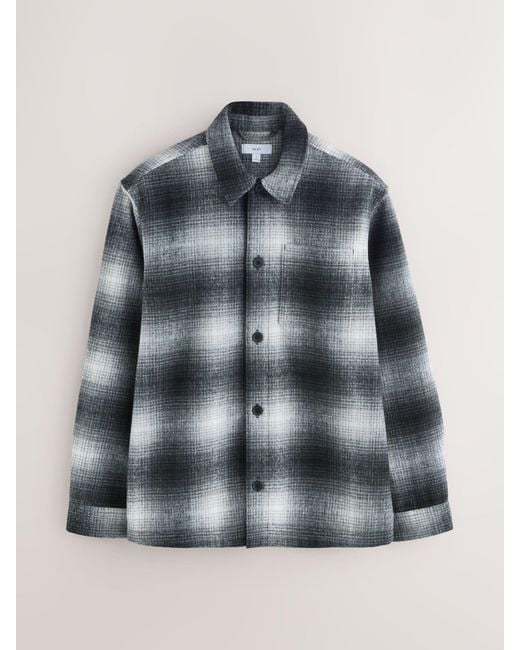 Next Blue Ombre Check Shacket for men