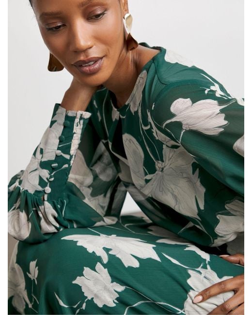 Joanna Hope Green Long Sleeve Key Hole Maxi Dress