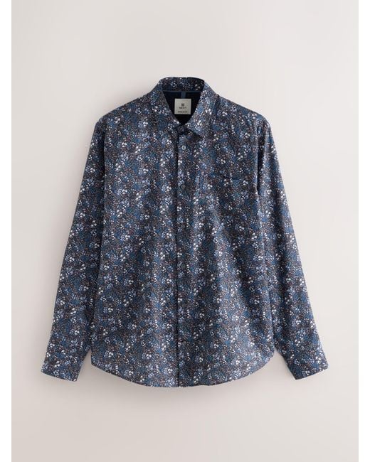Next Blue Regular Fit Long Sleeve Print Shirt for men