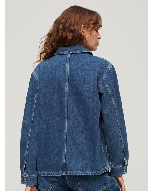 Superdry Black Denim Chore 100% Baumwolle Jacke