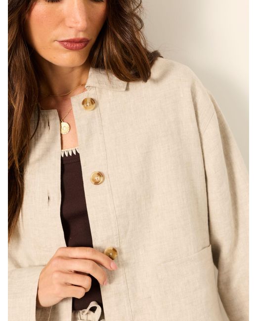 FatFace Natural Fatface Darcy Petite Linen Jacket