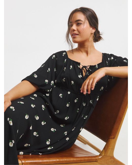 Simply Be Black Crinkle Goddess Midi Dress