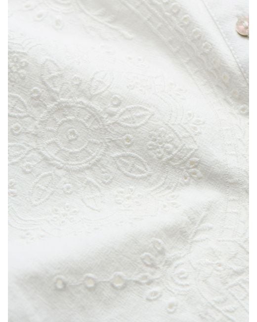 FatFace White Fatface Roxi 100% Cotton Embroidered Shirt