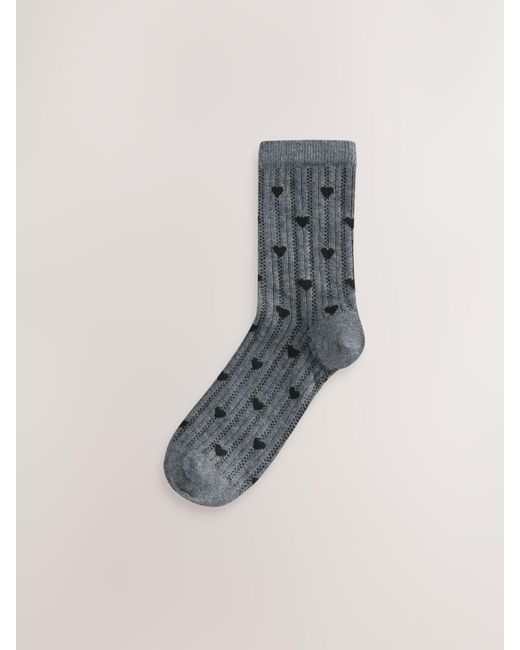 Next White Textured Heart Pattern Ankle Socks 4 Pack