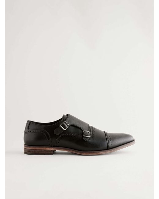 Next Black Double Monk Toe Cap Shoes for men