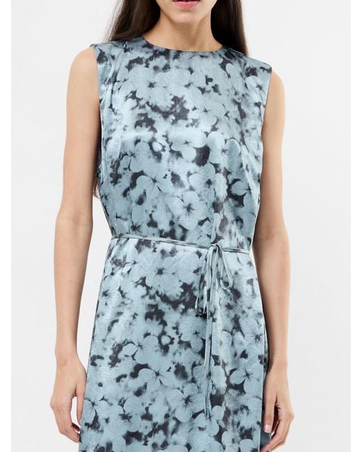 French Connection Blue Cassie Emile Crinkle Midi Dress
