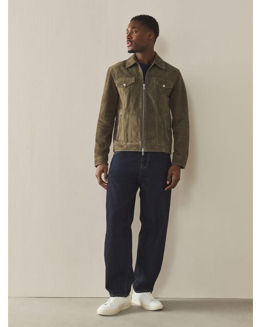 Next Green Suede Zip Through Western Jacket for men
