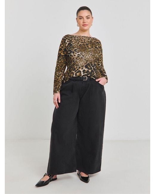 Simply Be Gray Leopard Print Bow Back Top