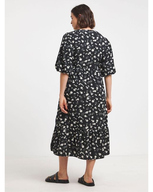 Simply Be White Puff Sleeve Woven Wrap Midi Dress