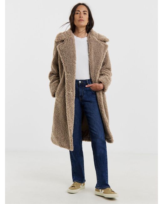 JD Williams Blue Button Front Teddy Borg Coat