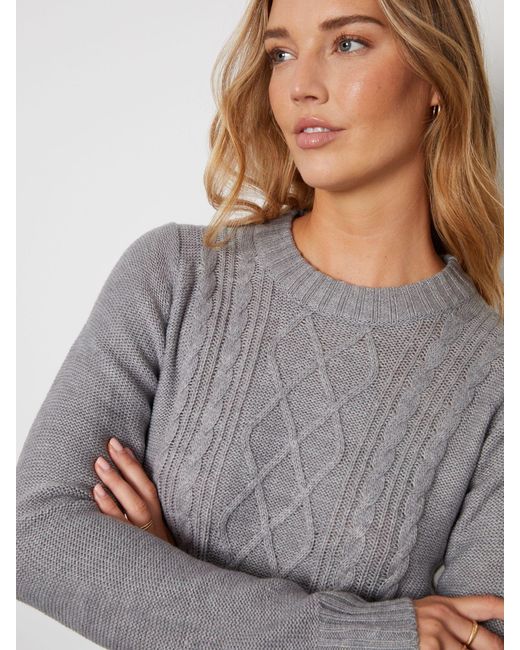 Threadbare Gray Midi-Pulloverkleid Mit Zopfmuster40
