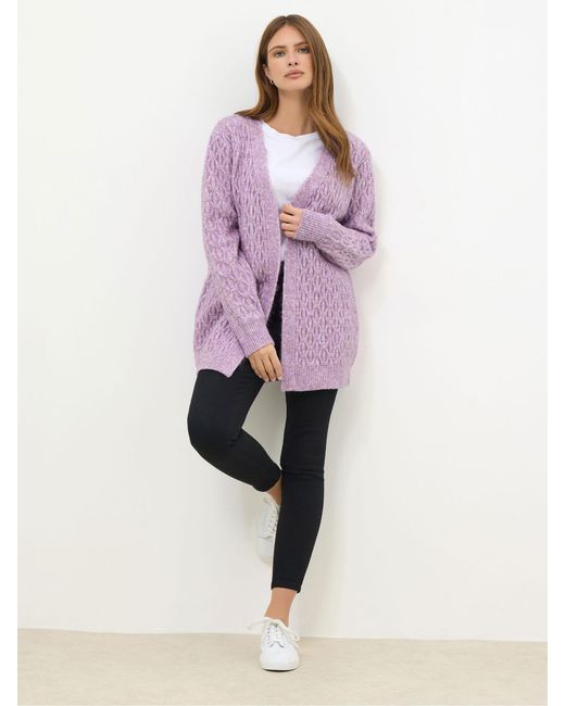 M Com Purple Chunky Cable Cardigan