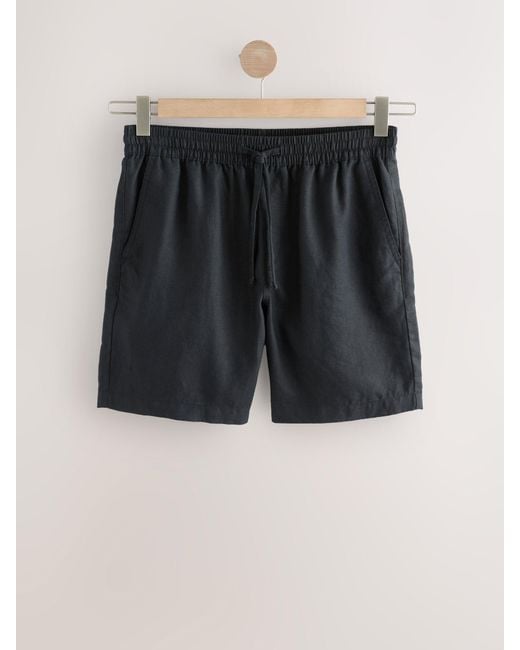 Next Black Signature 100% Linen Elasticated Waist Shorts for men
