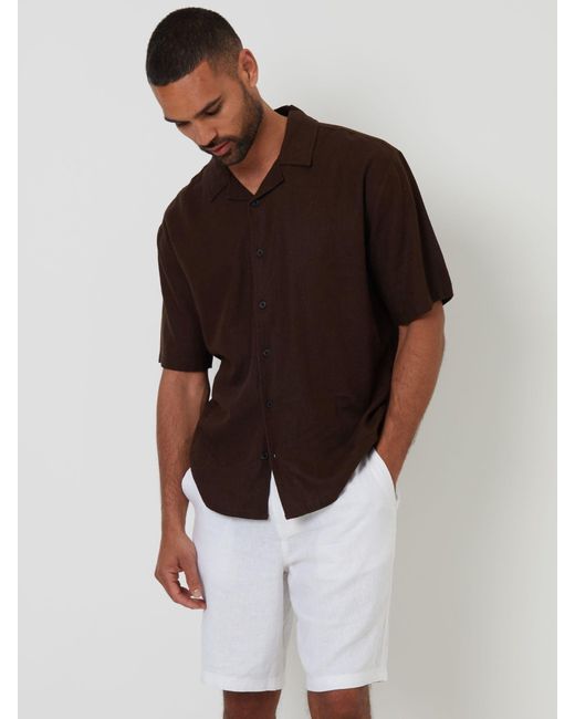 Threadbare White Linen Blend Shorts for men