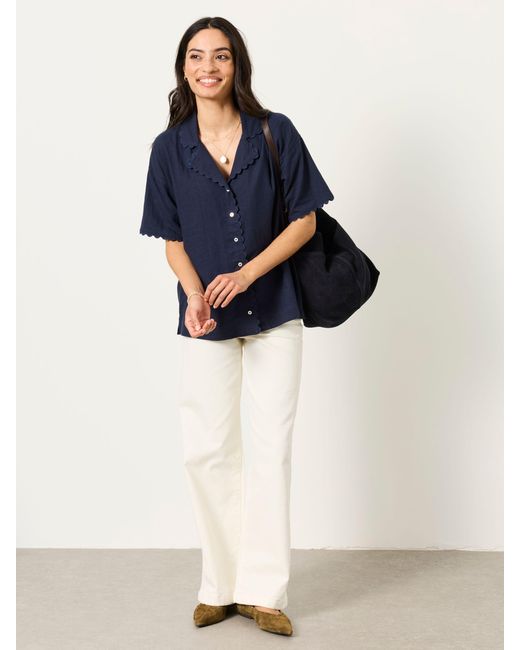 FatFace Blue Fatface Kara Petite Linen Shirt