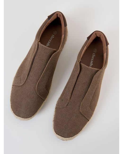 Threadbare Brown Cotton Canvas Slip On Espadrilles for men