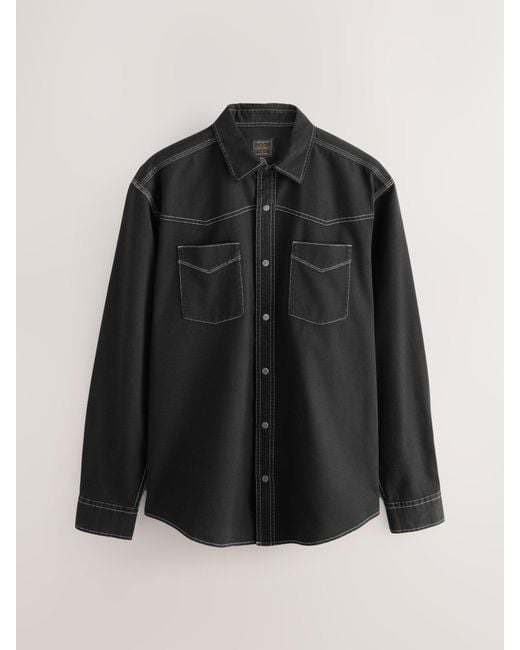 Next Black Twin Pocket Western Style Long Sleeve Shirt for men