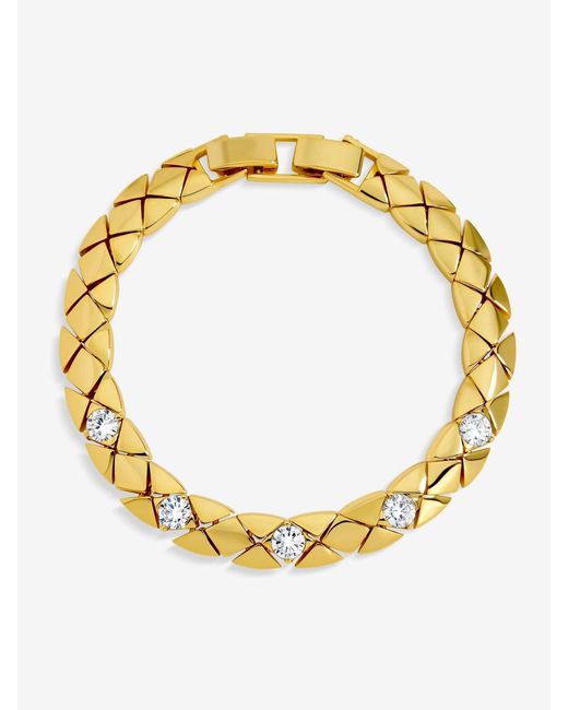 Jon Richard Metallic Plated 18K And Crystal Flat Chain Bracelet