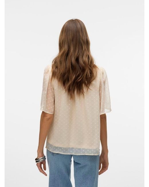 Vero Moda Blue Short Sleeve Dobby Blouse