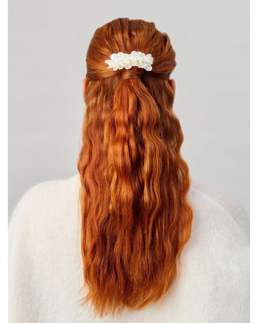 Aela White Flower Pearl Hair Barrette Clip