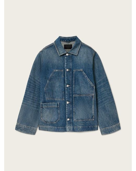 AllSaints Blue Allsaints Mukesh Embroidered Jacket for men