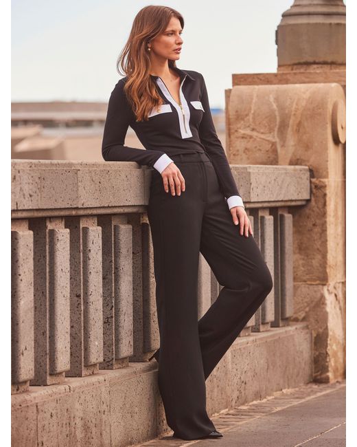 Sosandar Brown Contrast Trim Zip Detail Jersey Top