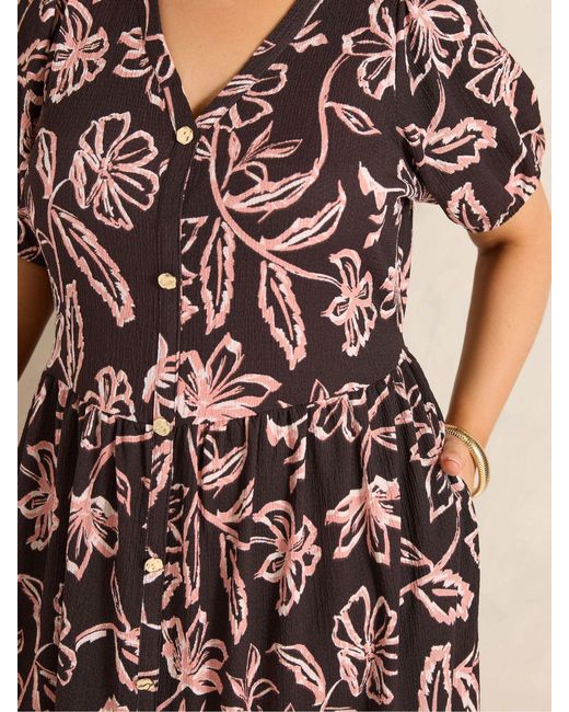 Evans Brown Short Button Through Dress