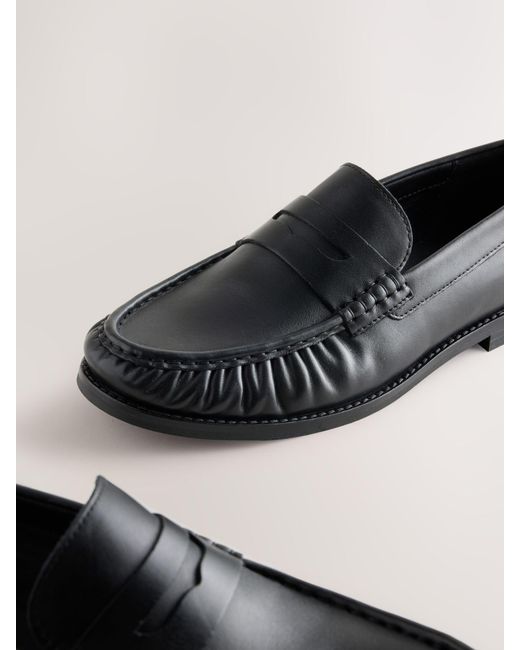 Next White Ruched Leather Loafers for men