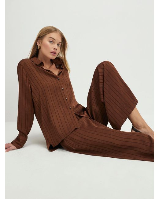 River Island Brown River Island Stripe Elasticated Trousers
