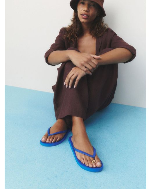 Self Blue Flip Flops